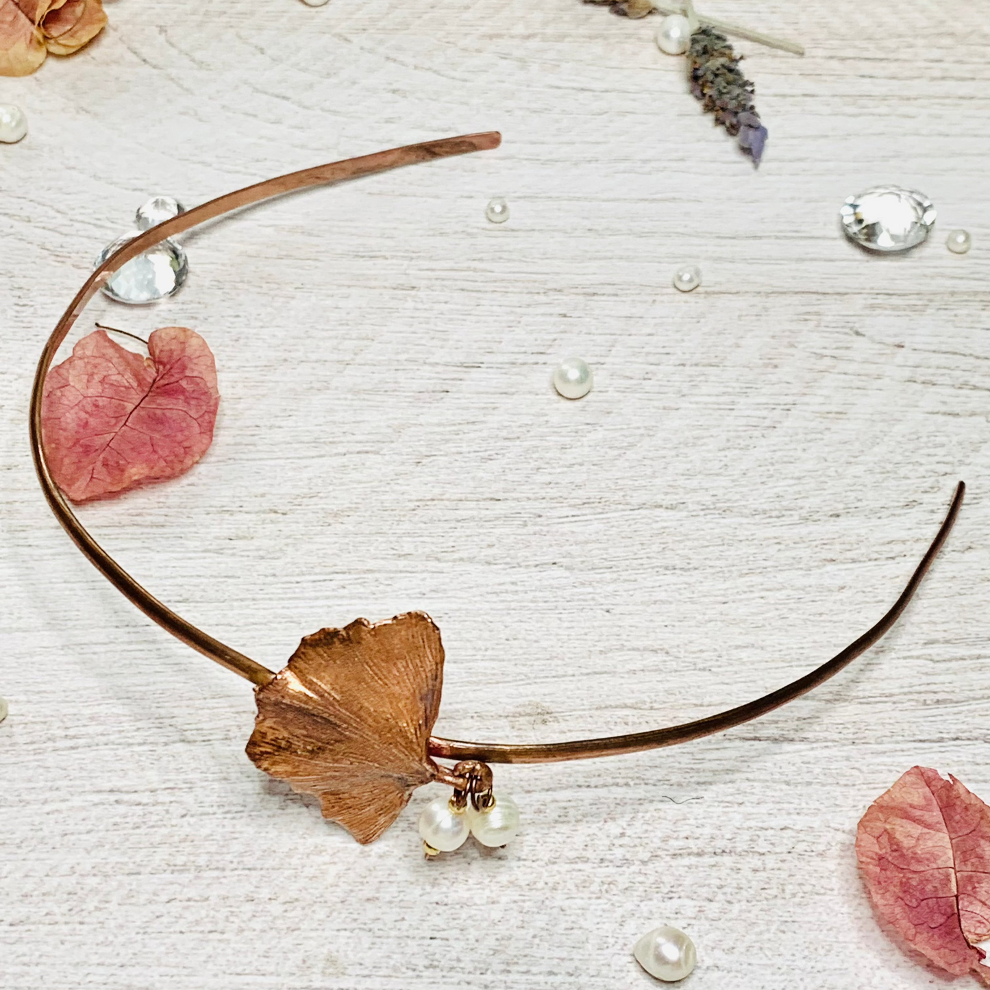 Tocado Ginko y Perlas
